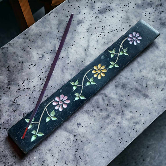 Soapstone Incense Holder With Flower Design