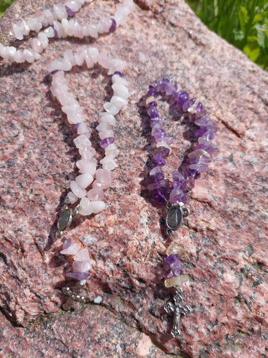 Amethyst/Rose Quartz bracelet from Amethyst church in Brazil