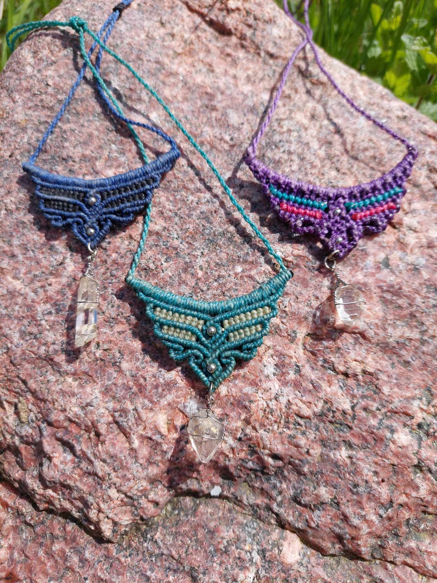 Necklaces - Macrame & Quartz